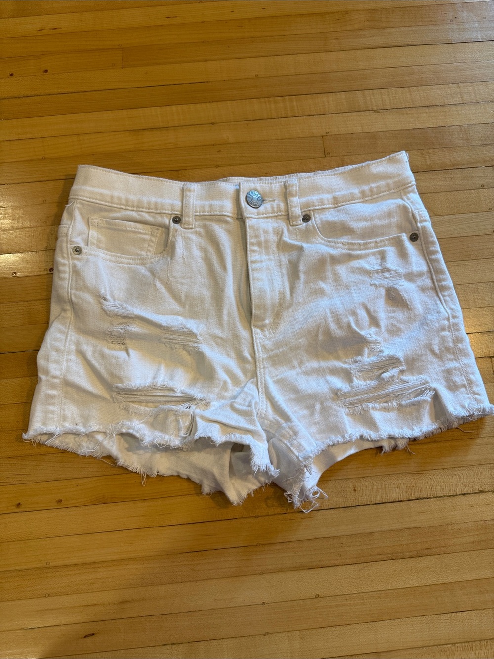 Express White Distressed Women's Denim Shorts